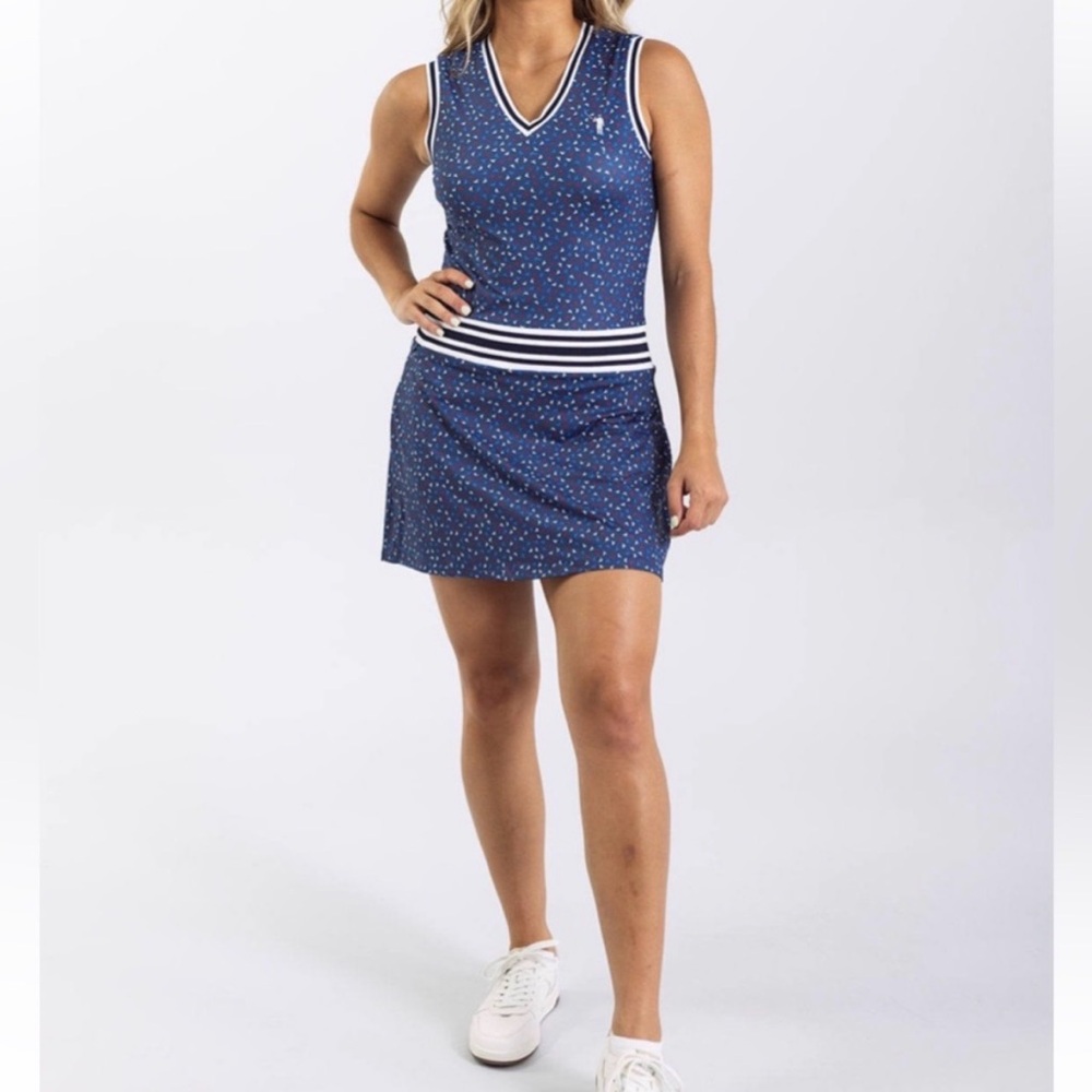 William Murray Golf Pin High-Low Lacey Dress size large flag print